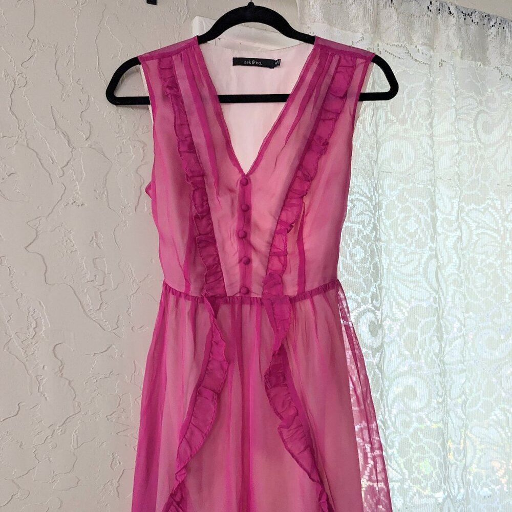 Ark & Co Bright Pink Ruffled Dress Small